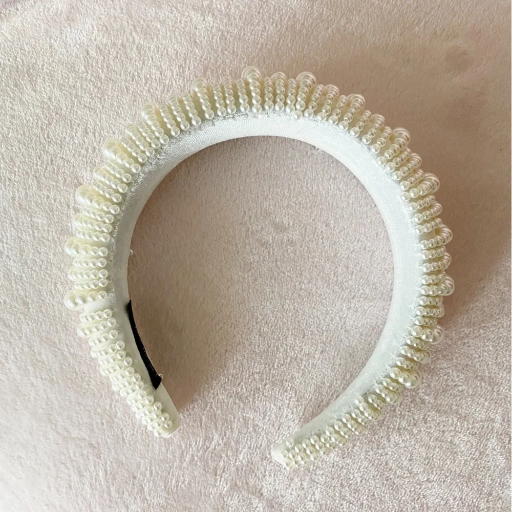 NWOT Pearl Padded Headband White Cream Classic Handmade Wedding Spring